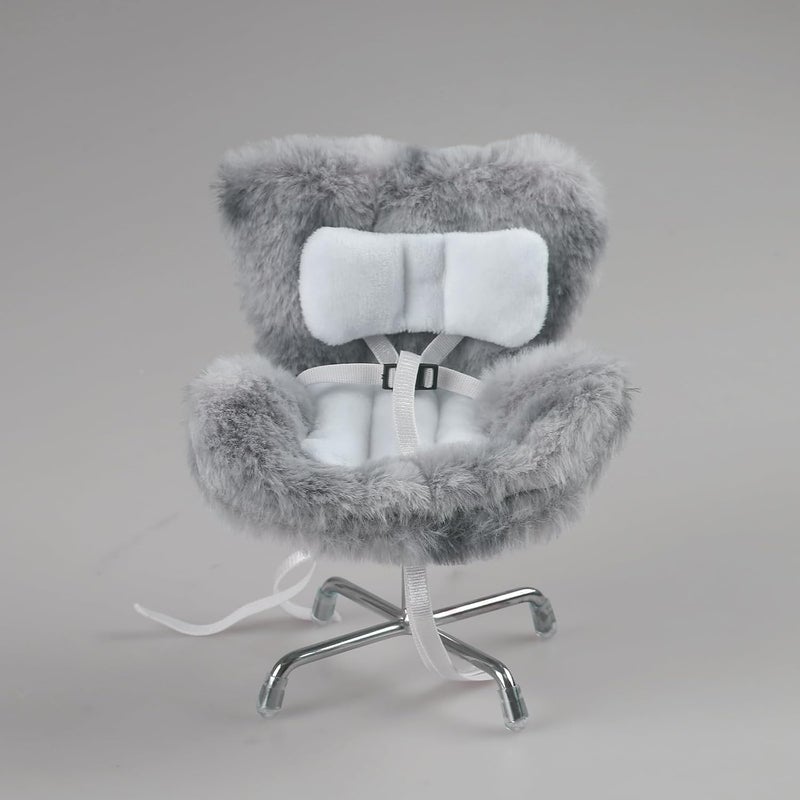 Walant Doll Car Seat Compatible with Labubu, Chair for 10-17cm Dolls - Adjustable Safety Strap, Air Vent Clip & Desktop Stand, Soft Cushion, Cute Car Ornament Gift for Collectors & Fans (Pebble Grey) - Image 4